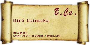 Biró Csinszka névjegykártya